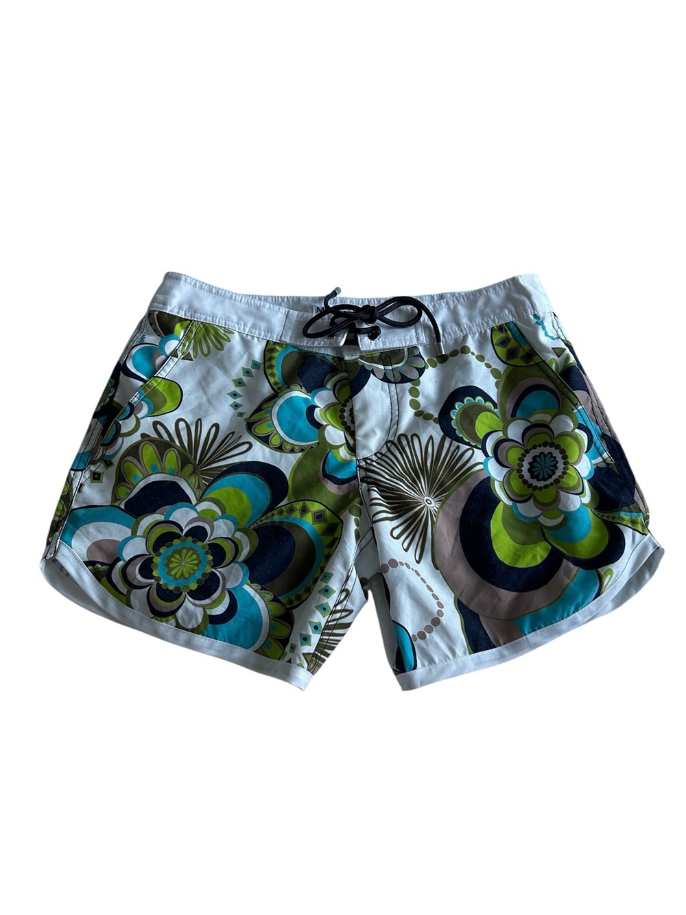 Mr Turk Women's Floral Swim Coverup Shorts in Green & Blue